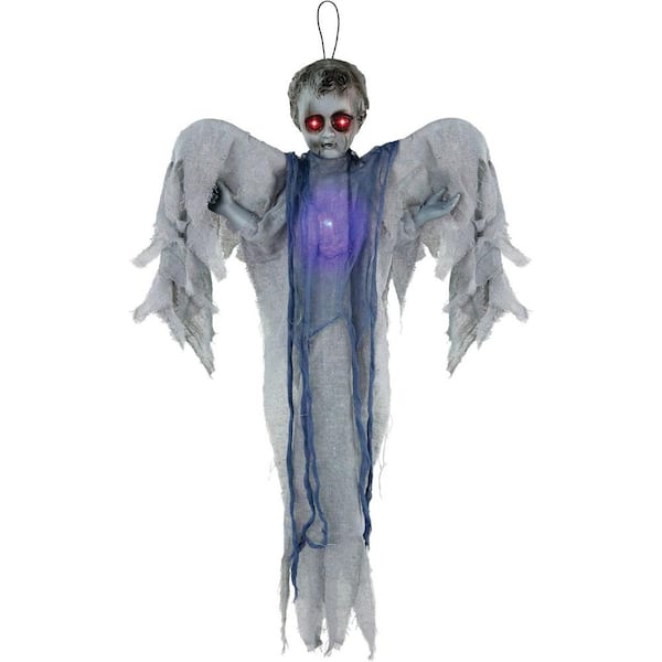39 in. Animatronic Haunted Angel with Lights and Sound, Indoor/Covered Outdoor Halloween Decoration