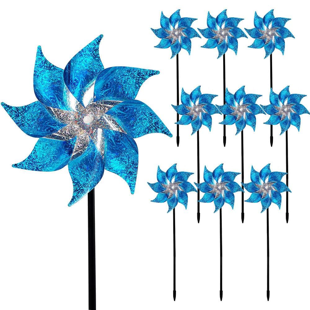 Reflective Pinwheels with Stakes for Garden Decor, Bird Devices to Scare Bi