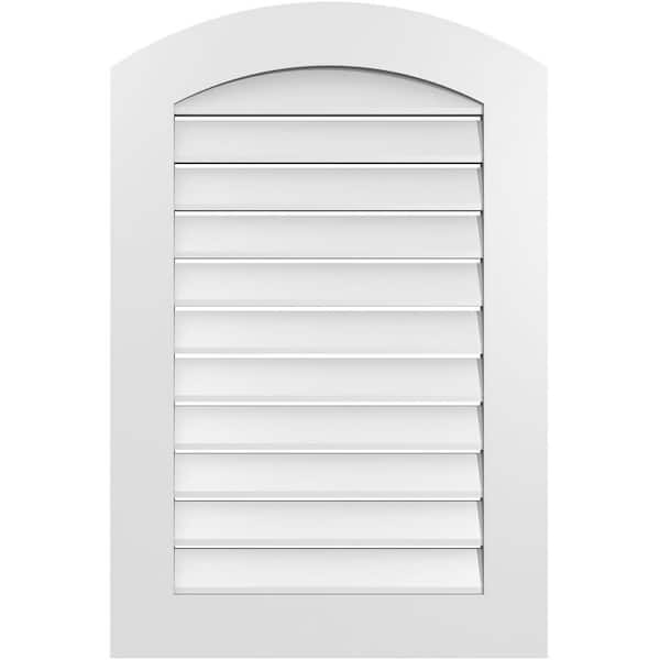Ekena Millwork 24" x 34" Arch Top Surface Mount PVC Gable Vent: Non-Functional with Standard Frame