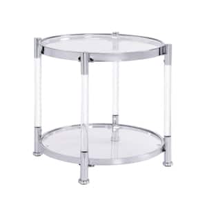 Chrome Kitchen Cart with Tempered Glass Top