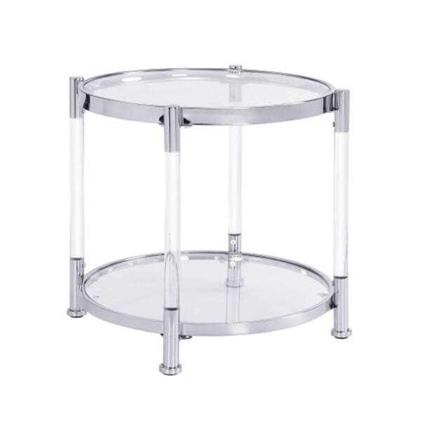 Chrome Kitchen Cart with Tempered Glass Top X82153571 The Home Depot