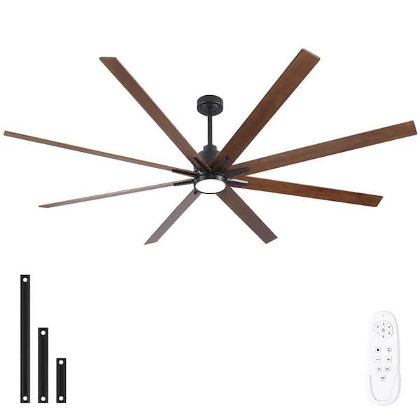 Coastal 84 in. Indoor Matte Black Large Windmill Ceiling Fan with Light,Walnut Wood Blades and Remote Control