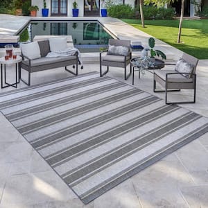 Paseo Castro Ash 6 ft. x 9 ft. Striped Indoor/Outdoor Area Rug
