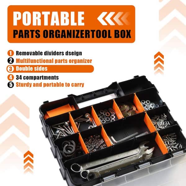 Big Red 12 in Portabel Double Sided Tool and Hardware Storage Box