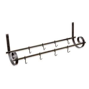 Handcrafted Decor Utensil Rack with 6 Hooks Hammered Steel