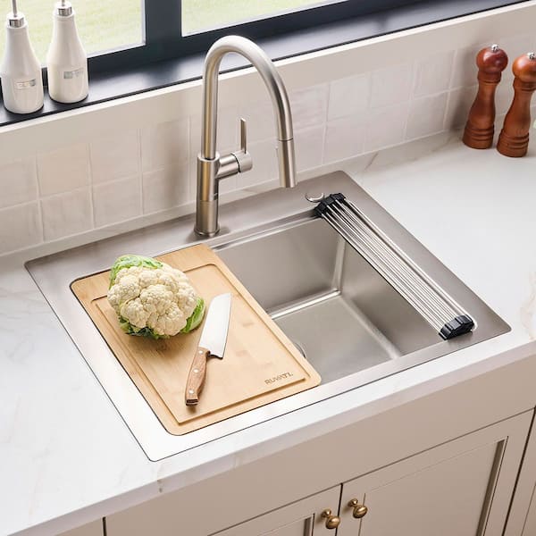 Renaro 28 in. Drop-in Single Bowl 16-Gauge Stainless Steel Stainless Steel Kitchen Sink with Accessories