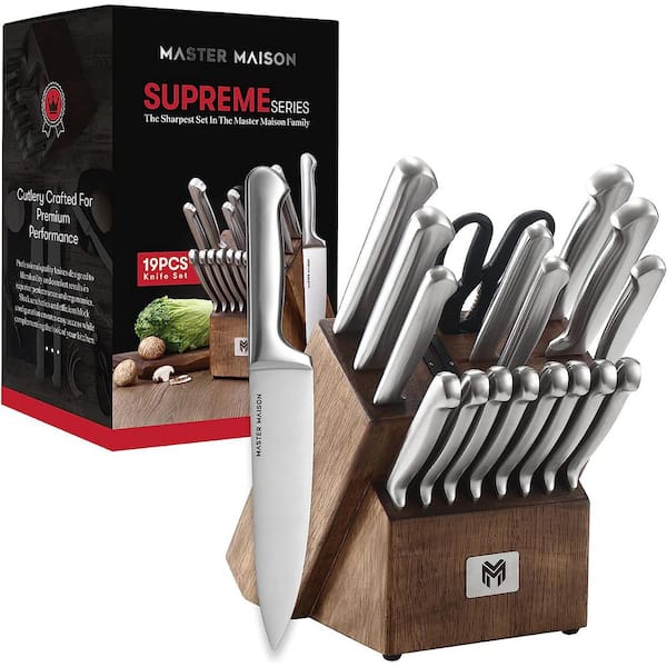 Master Maison 8-Piece 4.5 Premium Steak Knife Set | 8 German Stainless  Steel Non Serrated Steak Knives + Kitchen Storage Gift Box | Anti-Fatigue