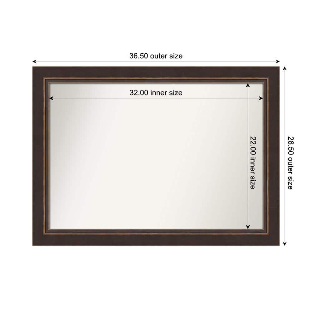 Lara Bronze 36.5 in. W x 26.5 in. H Custom Non-Beveled Wood Framed Bathroom Vanity Wall Mirror price history on PriceWatchPro
