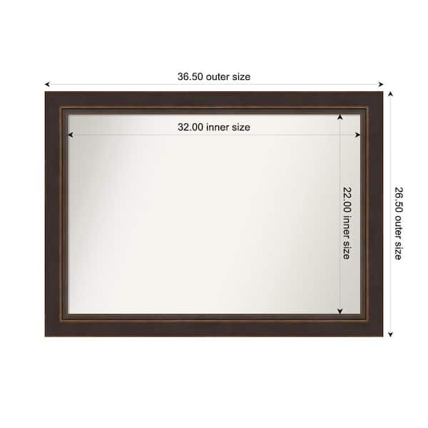 Amanti Art Lara Bronze 36.5 in. W x 26.5 in. H Custom Non-Beveled Wood Framed Bathroom Vanity Wall Mirror