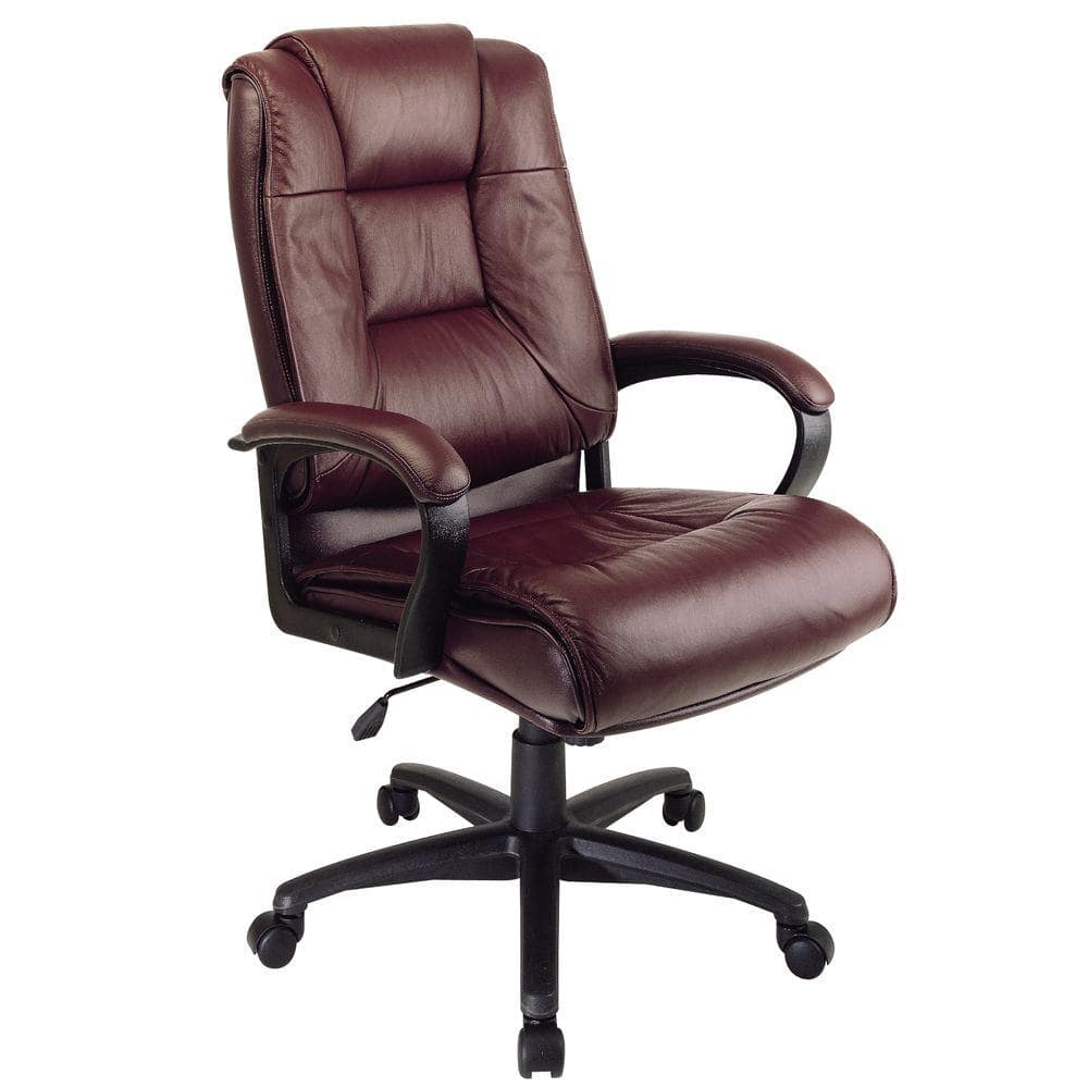 Reviews For Office Star Products Burgundy Leather High Back Executive Office Chair Ex5162 4 The Home Depot
