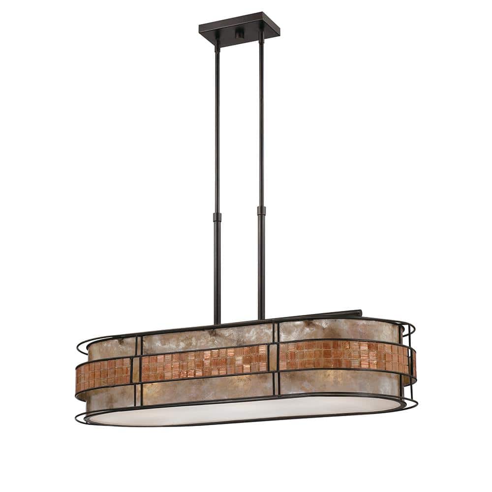 Renaissance Copper Drum Pendant Light with Mosaic Tile Shade