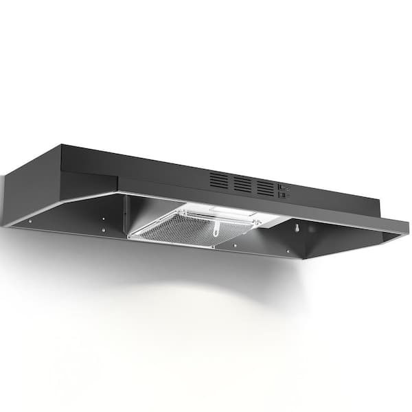 36 in. 280CFM Under Cabinet Range Hood with 2-Speeds Fan, Black Range Hood with Rocker Button Control, LED Light