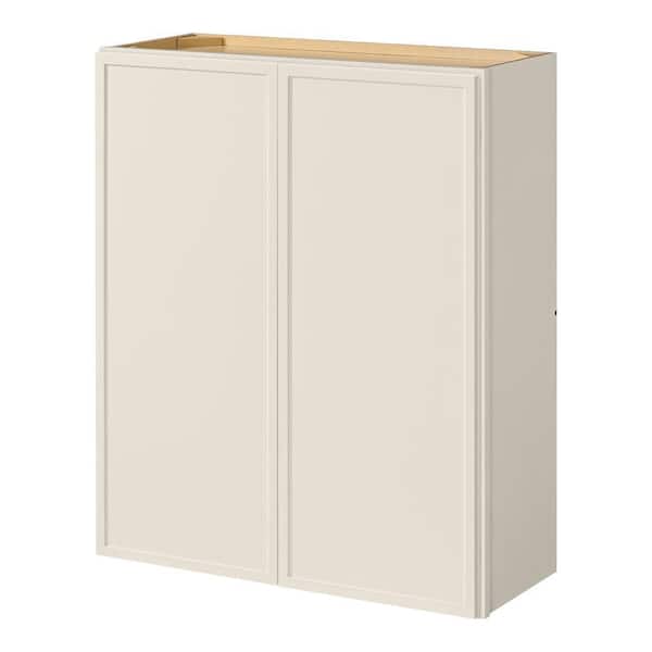 Leyton 30 in. W x 12 in. D x 36 in. H Ready to Assemble Plywood Slim Shaker Wall Kitchen Cabinet in Antique White