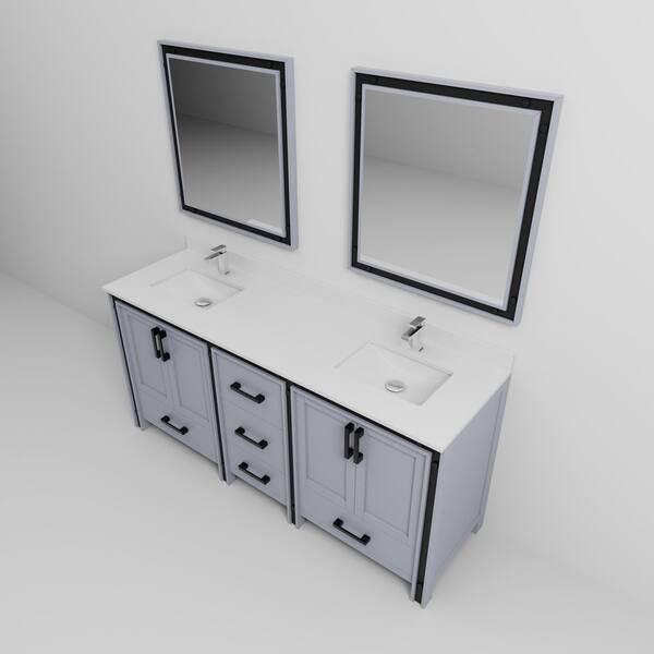 Lexora Ziva 72 in W x 22 in D Dark Grey Double Bath Vanity