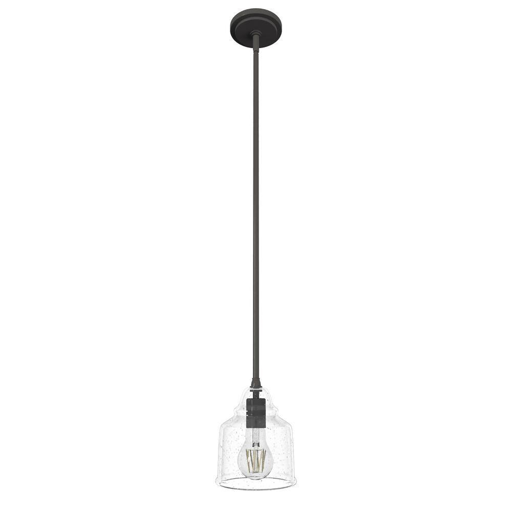 Noble Bronze Mini Pendant with Seeded Glass Shade