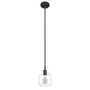 Dunshire 1-Light Noble Bronze Island Mini-Pendant Light with Clear Seeded Bell Glass Shade
