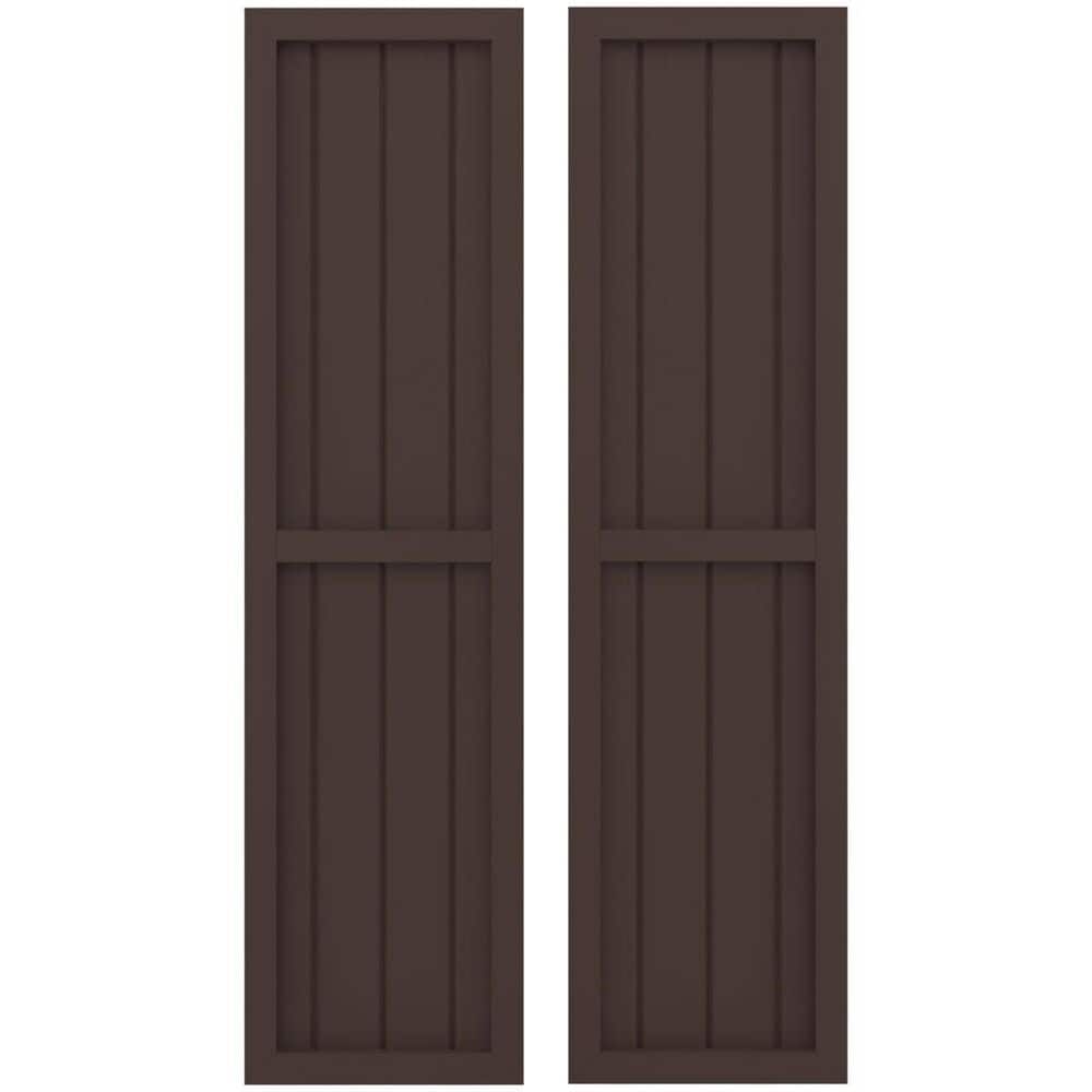 14 in. W x 33 in. H Americraft 4-Board Exterior Real Wood 2 Equal Panel Framed Board and Batten Shutters in Raisin Brown price history on PriceWatchPro