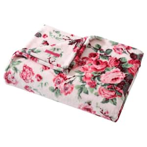 Vintage Floral Pink Ultra Soft Plush Fleece King Blanket