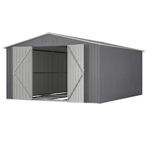 11 ft. W x 13 ft. D Outdoor Metal Tool Storage Shed (140 sq. ft.), Gray