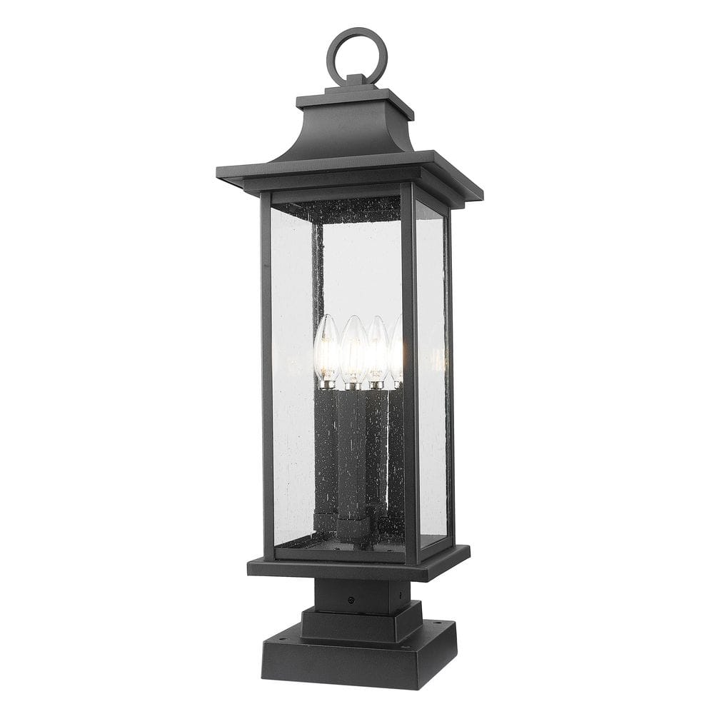 Tiberius 27 in. 4 Light Black Aluminum Hardwired Outdoor Weather Resistant 