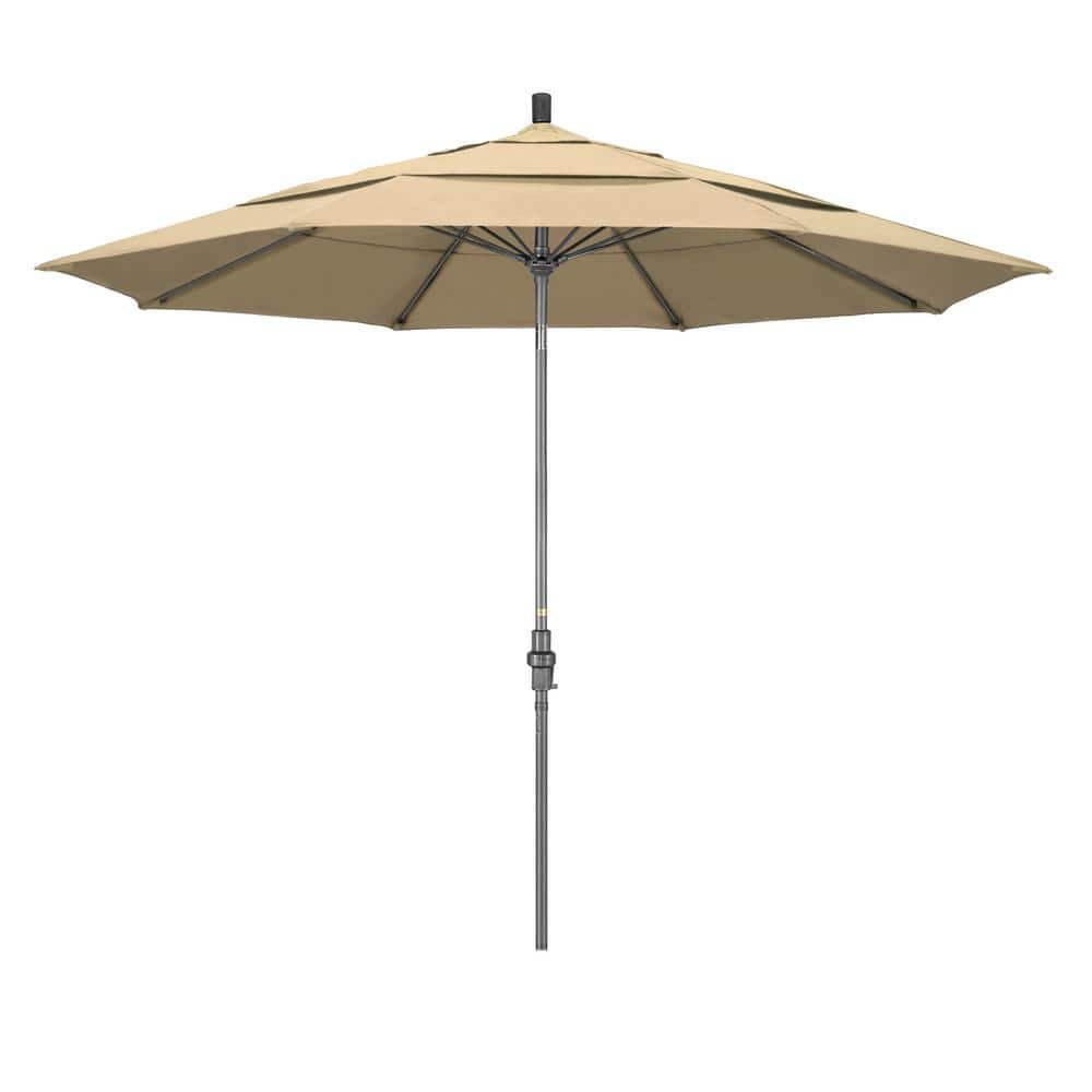 California Umbrella 11 ft. Hammertone Grey Aluminum Market Patio ...