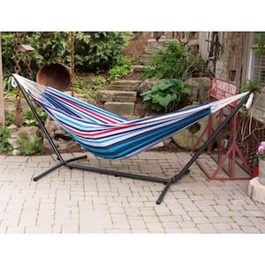 9 ft. Cotton Double Hammock with Stand in Denim