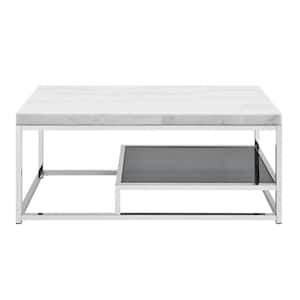 Aston 47 in. White Marble Top Rectangle Cocktail/Coffee Table