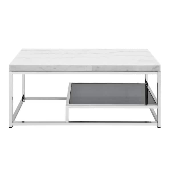 Steve Silver Aston 47 in. White Marble Top Rectangle Cocktail/Coffee Table