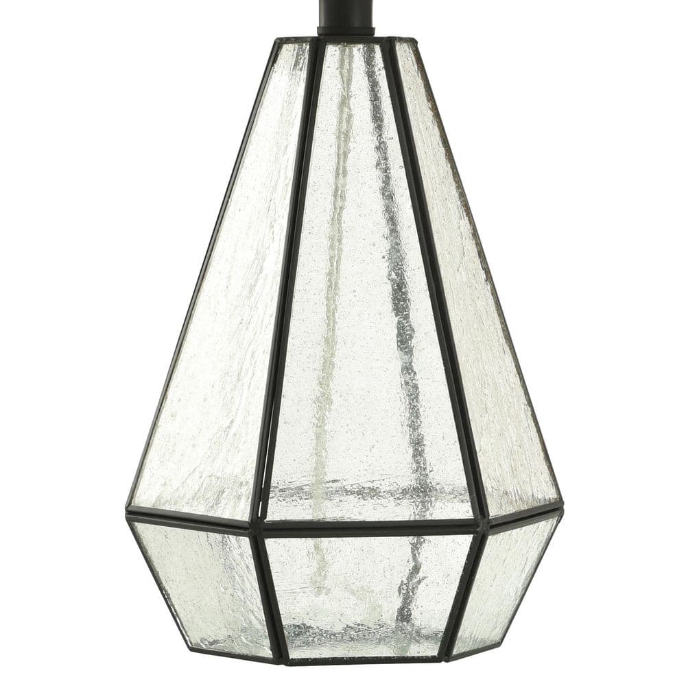 Aged Bronze Geometric Nightstand Lamp with White Barrel Shade