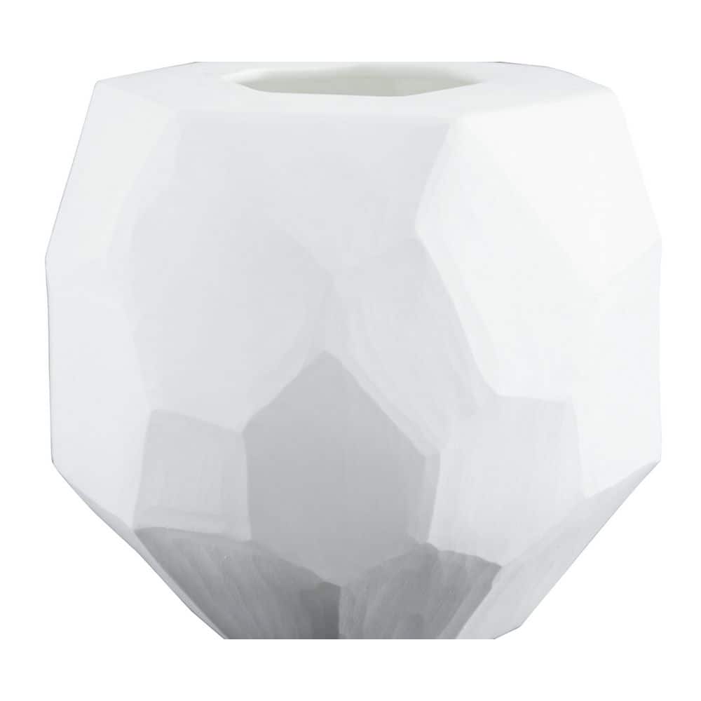 White Faceted Glass Table Vase