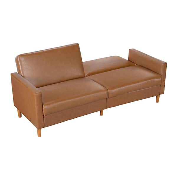 Lazzara Rittman 79 in. Camel Faux Leather Elegant Twin Futon