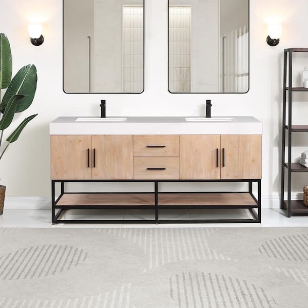 Altair Bianco 72 Light Brown Freestanding Double Bathroom Vanity