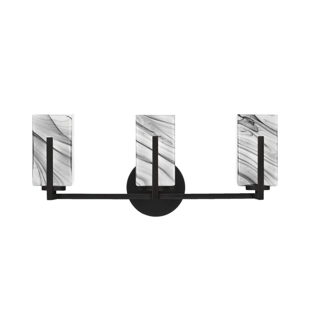 Cottonwood 20.75 in. 3-Light Vanity Light Matte Black with 3.5 in. Square O