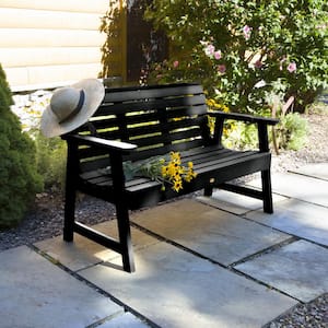 Weatherly 4 ft. 2-Person Black Recycled Plastic Outdoor Garden Bench