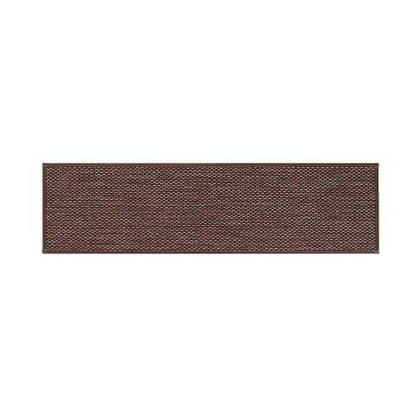 Brown [9 in. x 36 in.] Woven Fiber Stair Tread Cover Set of 15, Non-Slip and Machine Washable for Indoor Wooden Steps
