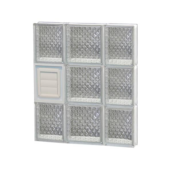 Clearly Secure 19.25 in. x 23.25 in. x 3.125 in. Frameless Diamond Pattern Glass Block Window with Dryer Vent