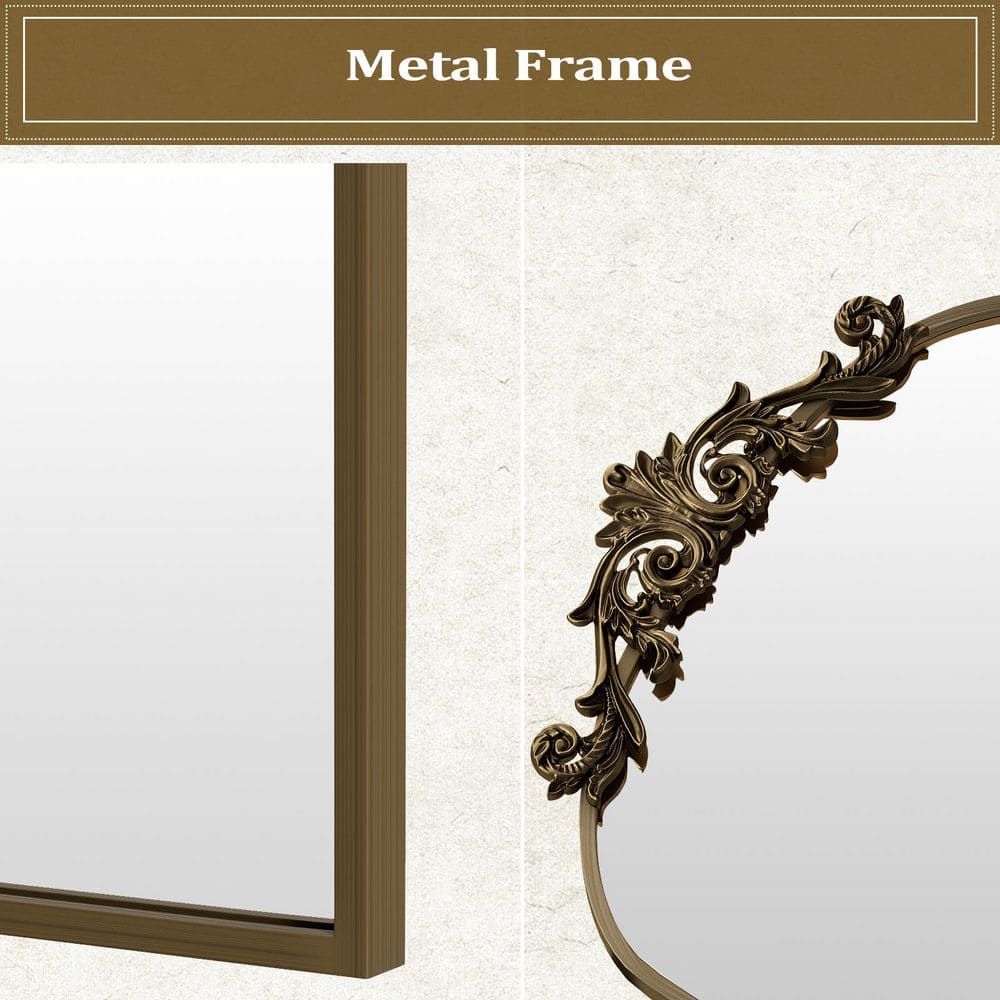 Elegant Arched Medium Brown Metal Framed Vanity Mirror