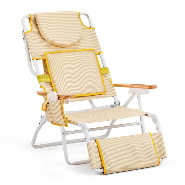 Yellow Aluminum Folding Beach Chair (Set of 1)
