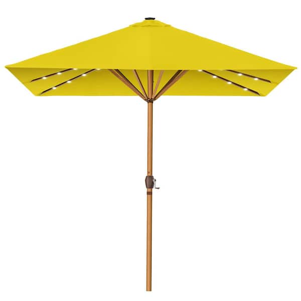 Unbranded 9 ft. Steel Market Solar Patio Umbrella in Yellow