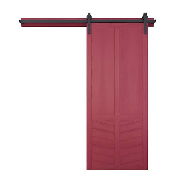 VeryCustom 36 in. x 84 in. The Robinhood Carmine Wood Sliding Barn Door with Hardware Kit