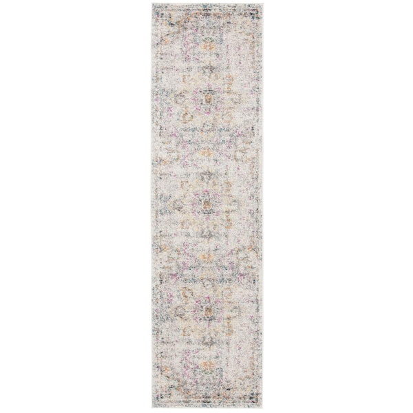 Madison Gray/Gold 2 ft. x 10 ft. Distressed Border Runner Rug