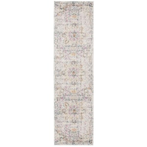 Madison Gray/Gold 2 ft. x 22 ft. Border Geometric Floral Medallion Runner Rug