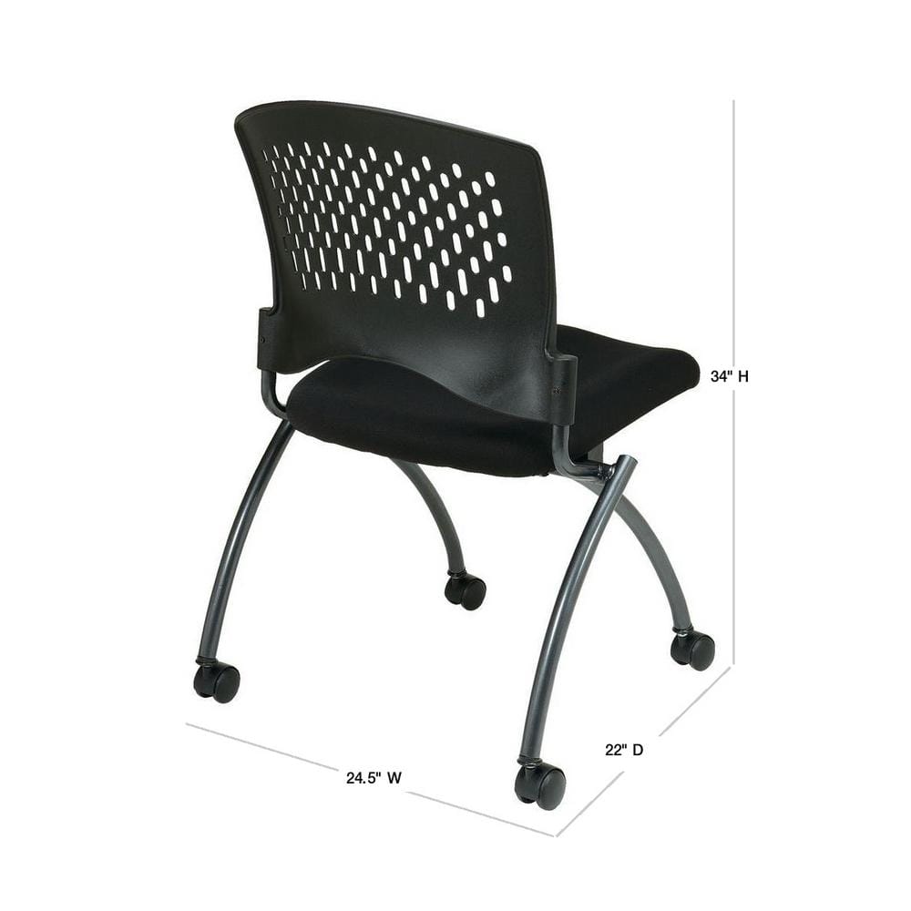 Deluxe Armless Black Mesh Folding Chair with Titanium Finish - 2 Pack