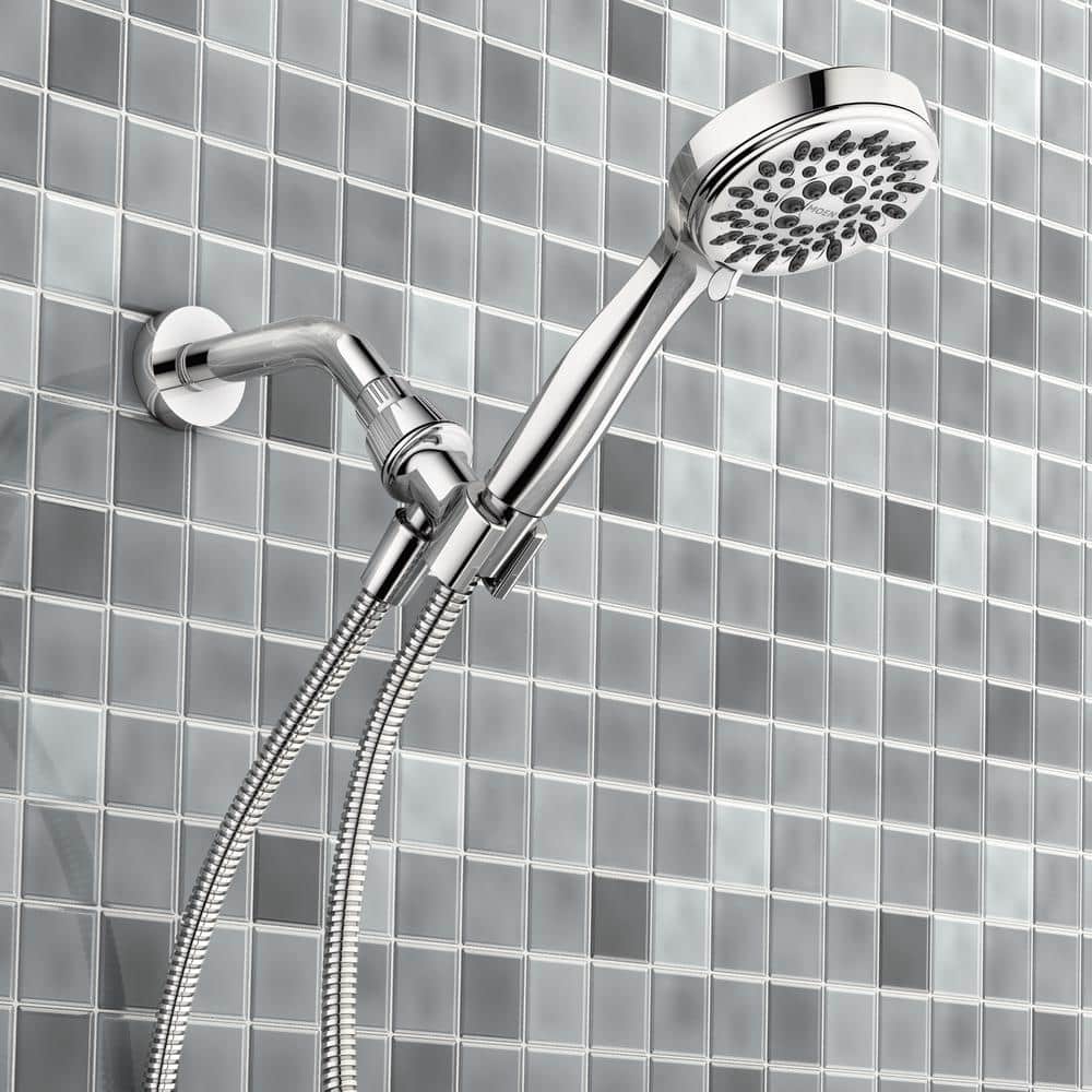 Chrome 5-Function Handheld Shower Head with Wall Mount