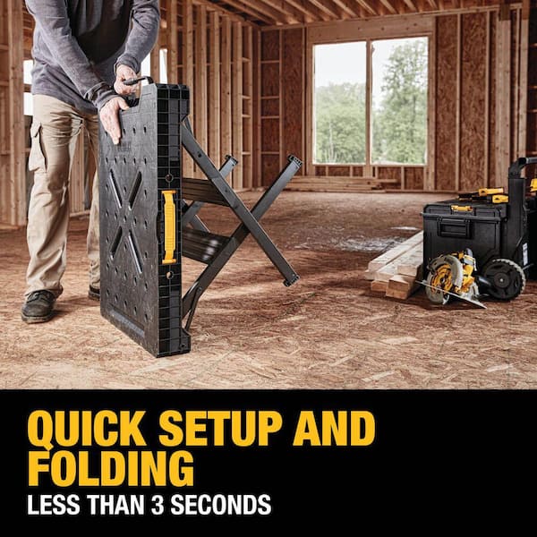 DEWALT 33 in. H Plastic Folding Portable Sawhorse Workbench