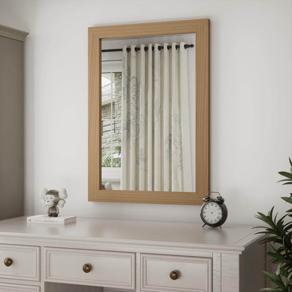 22 in. W x 30 in. H Rectangular Rustic Wood Framed Wall Mirror Bathroom Vanity Mirror Farmhouse Mirror in Brown price history on PriceWatchPro