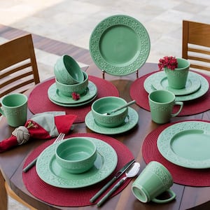 Mendi Green 16-Piece Casual Green Earthenware Dinnerware Set (Service for 4)