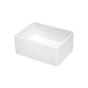 White Fireclay Porcelain Ceramic 24 in. Single Bowl Farmhouse Apron -Front Kitchen Sink