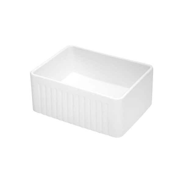 Magic Home White Fireclay Porcelain Ceramic 24 in. Single Bowl Farmhouse Apron -Front Kitchen Sink