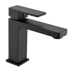Single Handle Single Hole Bathroom Faucet Modern Deck Mount Brass Bathroom Sink Faucets in Matte Black